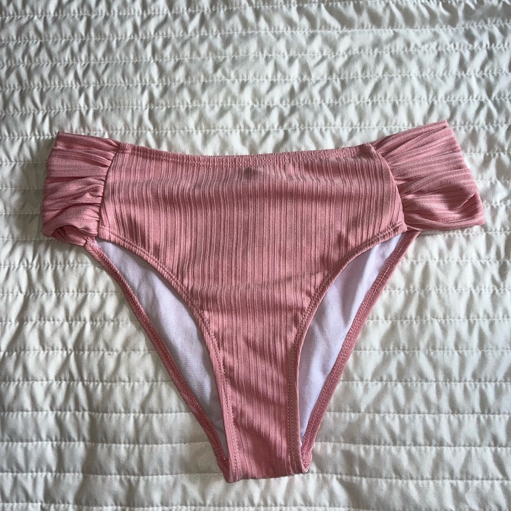 Ribbed Pink Bikini Bottom
